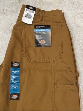 NWT men's tan cotton duck canvas Dickies carpenter cargo workwear pants 36 x 32